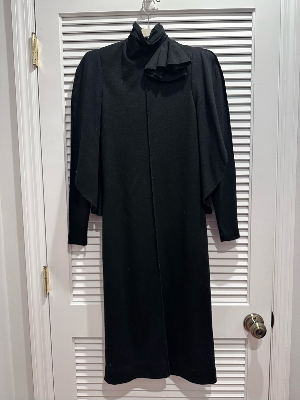 Black High-Neck Draped Sleeve Wedding Dress